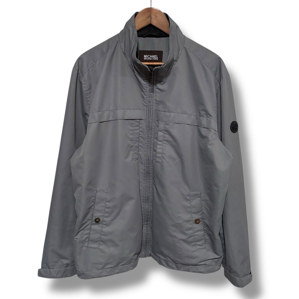 Michael Kors Men's Zip Up Windbreaker Track Jacket Gray Size XL 25 x 28